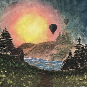 Lake Sunrise - 45x45cm oil on canvas